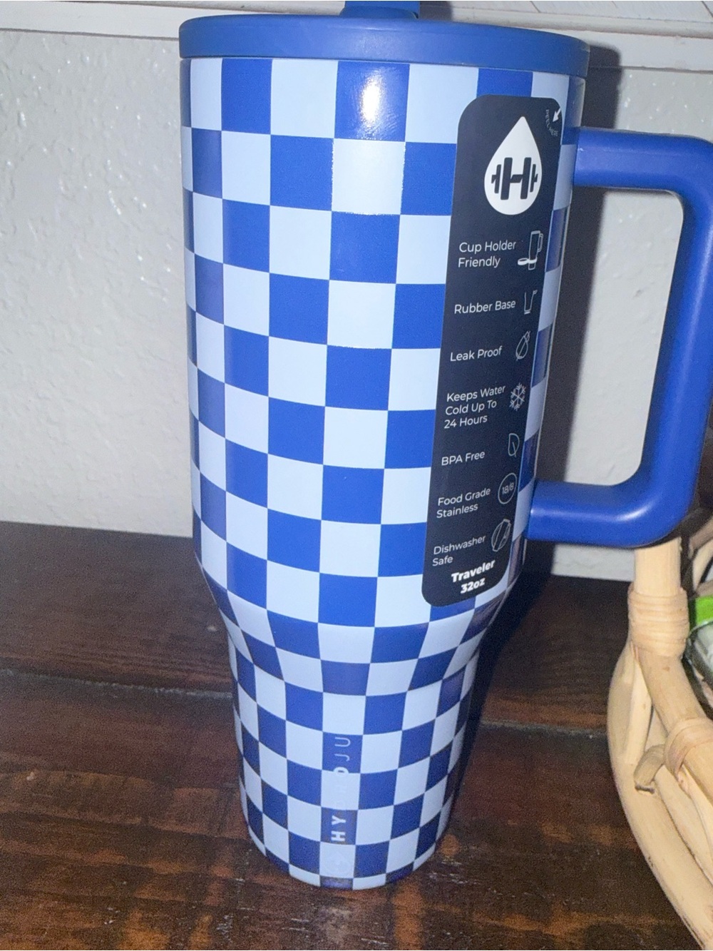 Hydrojug 32 oz traveler blue checkered